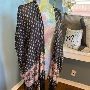 Paisley and fringe kimono